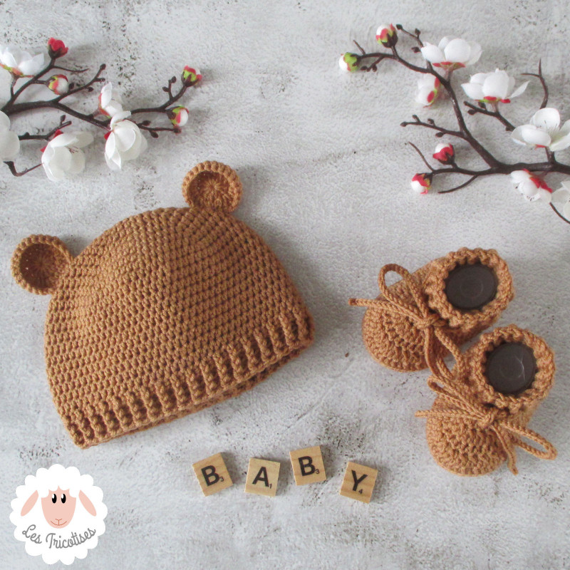 Bonnet ourson et chaussons