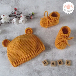 Bonnet ourson et chaussons