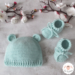 Bonnet ourson et chaussons