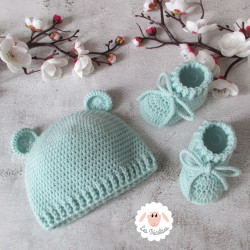 Bonnet ourson et chaussons