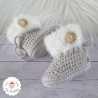 Chaussons bébé en laine bordure fourrure
