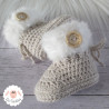 Chaussons bébé en laine bordure fourrure