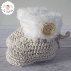 Chaussons bébé en laine bordure fourrure
