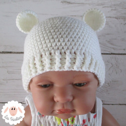 Bonnet ourson et chaussons de naissance en laine mérinos