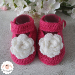 Chaussons bébé ballerines babies à fleurs blanches