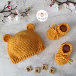 Bonnet ourson et chaussons