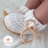 Chaussons bébé en laine blanc et beige