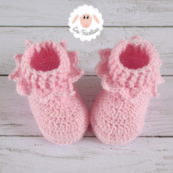 Chaussons bébé fille en laine bio rose