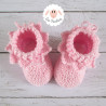 Chaussons bébé fille en laine bio rose
