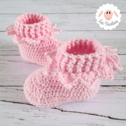 Chaussons bébé fille en laine bio rose