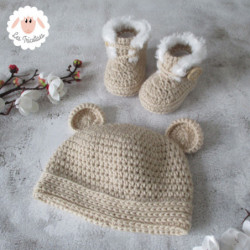 Bonnet ourson et chaussons d'hiver