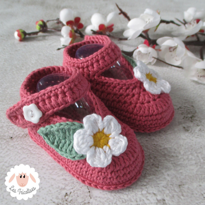 Chaussons bébé babies roses en coton bio