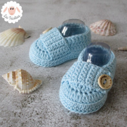 Chaussons bébé mocassins en coton bio bleu ciel