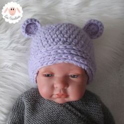 Bonnet bébé ourson en laine épaisse