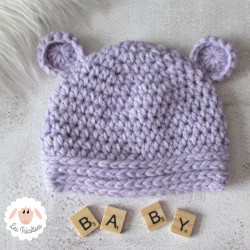 Bonnet bébé ourson en laine épaisse