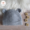 Bonnet bébé ourson en laine épaisse