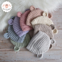 Bonnet bébé ourson en laine épaisse