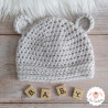 Bonnet bébé ourson en laine épaisse