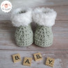 Chaussons bébé en laine épaisse et fausse fourrure