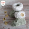 Chaussons bébé en laine épaisse et fausse fourrure