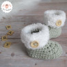 Chaussons bébé en laine épaisse et fausse fourrure