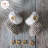 Chaussons bébé en laine épaisse et fausse fourrure