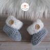 Chaussons bébé en laine épaisse et fausse fourrure
