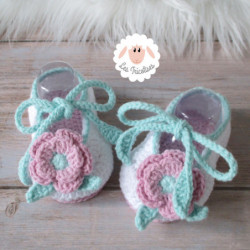Chaussons bébé fille ballerines à fleurs
