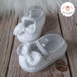Chaussons bébé fille ballerines blanches à nœuds