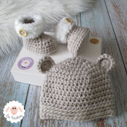 Bonnet ourson et chaussons fausse fourrure