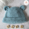 Bonnet ourson et chaussons à boutons