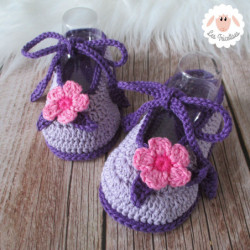 Chaussons ballerines parme fleurs roses