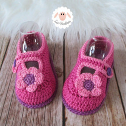 Chaussons bébé fille en coton ballerines fuchsia à fleurs