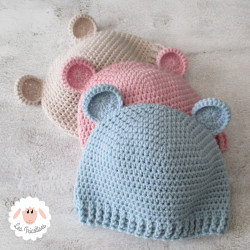 Bonnet bébé ourson en laine mérinos