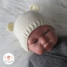 Bonnet bébé ourson en laine mérinos