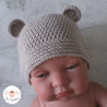 Bonnet ourson en laine mérinos