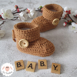 Chaussons bébé en laine mérinos à boutons