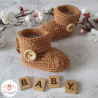 Chaussons bébé en laine mérinos à boutons