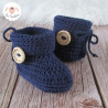 Chaussons à revers et boutons en laine mérinos
