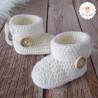 Chaussons à revers et boutons en laine mérinos