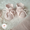 Ensemble de naissance brassière béguin chaussons en laine mérinos