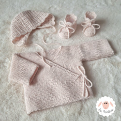 Ensemble de naissance brassière béguin chaussons en laine mérinos