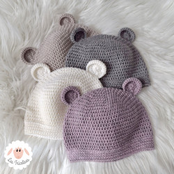 Bonnet ourson en laine mérinos