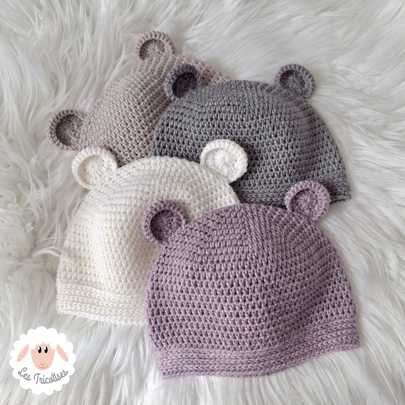 Bonnet ourson en laine mérinos