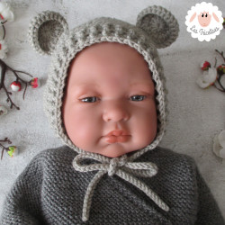 Bonnet béguin à oreilles d'ours