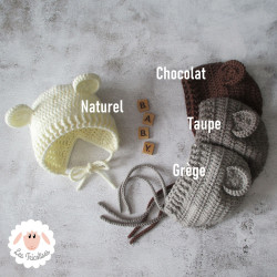 Bonnet béguin à oreilles d'ours