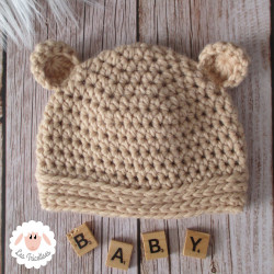 Bonnet ourson en maille épaisse