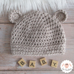 Bonnet ourson en maille épaisse