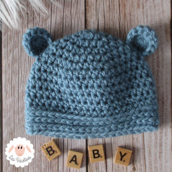 Bonnet ourson en maille épaisse