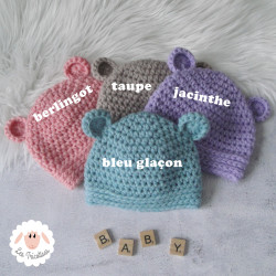 Bonnet ourson en maille épaisse